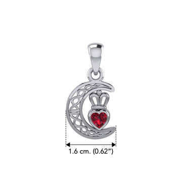 Peter Stone Celtic Crescent Moon Sterling Silver Pendant with Genuine Gemstone Claddagh Design TPD6193 - Jewelry